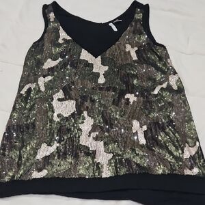 Cato Sequin Camouflage V-Neck Tank Top size XL